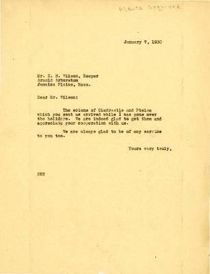 1930/01/07: To Mr. E. H. Wilson