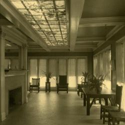 Arbor Lodge album: interior of house, room with stained glass ceiling