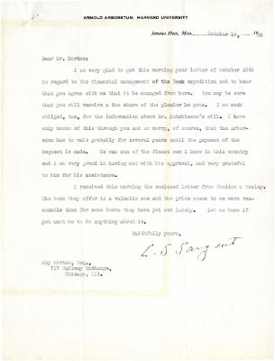 1924/10/18: C. S. Sargent to Joy Morton