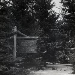 Evergreen Nature Trail entrance sign