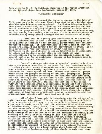 Transcript of lecture by Mr. C.E. Godshalk at the 1953 National Shade Tree Conference