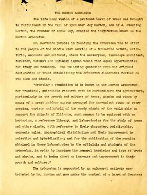 The Morton Arboretum [Article written for the American Nurseryman, 1937]