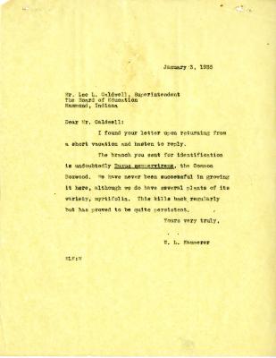 1935/01/03: E.L. Kammerer to Lee Caldwell