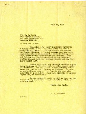 1934/07/19: E. L. Kammerer to Mrs. N.A. Bryan