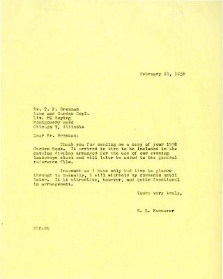 1958/02/21: E.L. Kammerer to T. F. Brennan