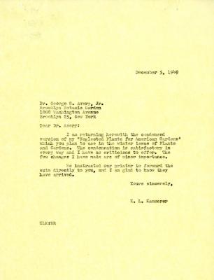 1949/12/05: E.L. Kammerer to George Avery