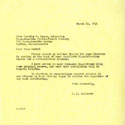 1951/03/19: E.L. Kammerer to Dorothy S. Manks