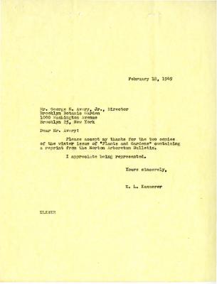 1949/02/18: E.L. Kammerer to George Avery