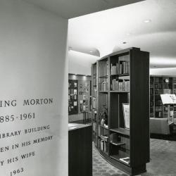 Sterling Morton Library, reading room with name plate