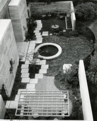 May T. Watts Reading Garden, aerial view looking north
