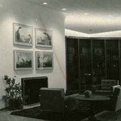 Sterling Morton Library, reading room, fireplace seating area facing northeast