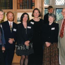Sterling Morton Library Addition Grand Opening: guests/staff with keynote speaker in Thornhill Founder's Room