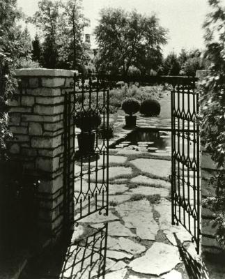 Morton Residence grounds at Thornhill, open gates to residence garden