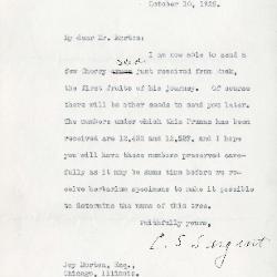 1925/10/10: C. S. Sargent to Joy Morton