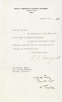 1925/12/24:  C. S. Sargent to Joy Morton