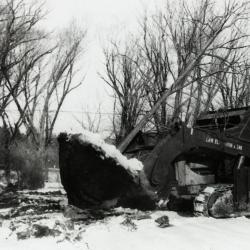 Moving large root balled tree in winter when Route 53 was widened, using Kluckhohn tree moving outfit from Naperville