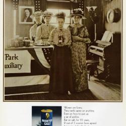 Morton Salt ad no. 6711, photograph of four women with jars of pickles