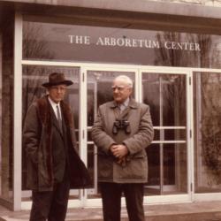 Clarence Godshalk with Bob Prager, standing outside of The Arboretum Center at The Morton Arboretum