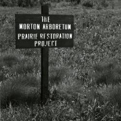 Prairie Restoration Project sign at old prairie