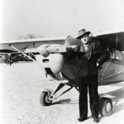 Clarence Godshalk with his airplane