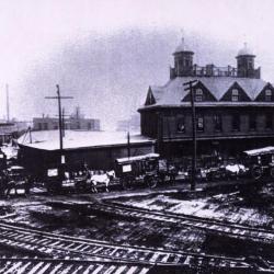 Morton Salt Company Building, railroad tracks in front