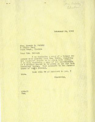 1940/02/24: Clarence E. Godshalk to Jean M. Cudahy