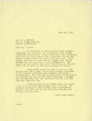 1945/07/30: C. E. Godshalk to H. A. Webber