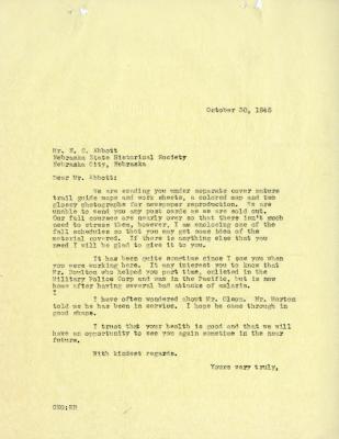 1945/10/30: C. E. Godshalk to N. C. Abbott