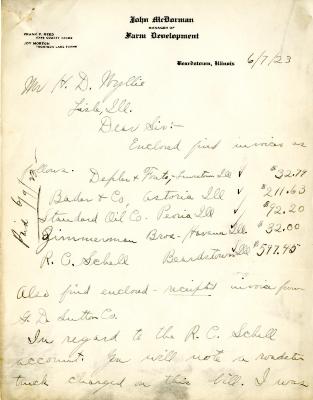 1923/06/07: John McDormand to H. D. Wyllie