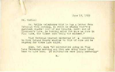 1923/06/15: B. to Mr. Morton