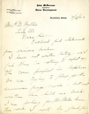 1923/07/03: John McDorman to H. D. Wyllie