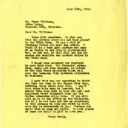1933/06/16: [Joy Morton?] to Frank Williams