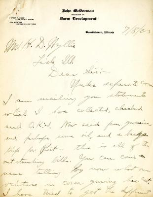 1923/07/08: John McDorman to H. D. Wyllie