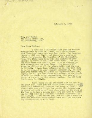 1935/02/08: Clarence Godshalk to Mrs. Joy Morton