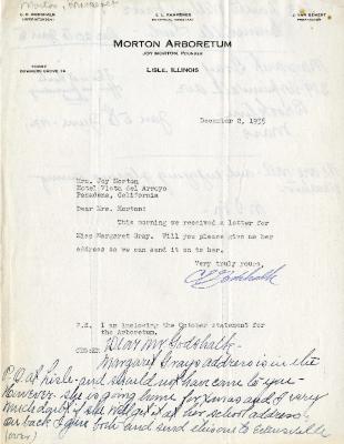 1935/12/02: Clarence Godshalk to Mrs. Joy Morton