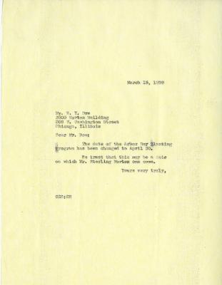 1939/03/15: Clarence Godshalk to W. Y. Dow