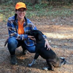 Megan Schrock with dog, Mississippi