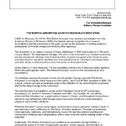 American Alliance of Museums Accreditation Press Release