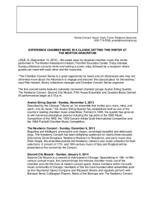 Chamber Concerts Series Press Release