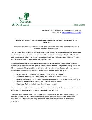 Arboretum App Press Release
