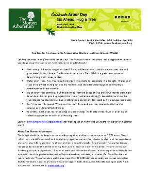 Arbor Day Top Tips Fact Sheet