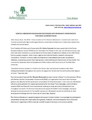 Arboretum Promotions Appointments  Press Release