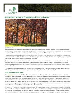 Evolutionary History of Oaks Press Release