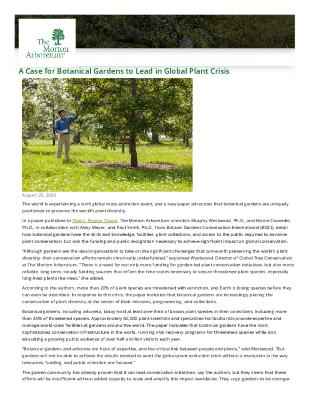 Botanic Garden Leadership in Global Plant Crisis Press Release