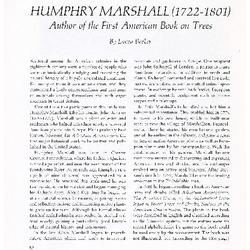 Humphry Marshall (1722-1801): Author of the First American Book on Trees