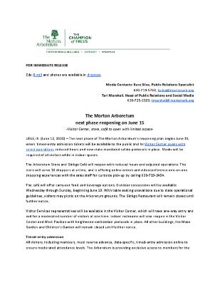 Next Phase in Reopening Arboretum Press Release