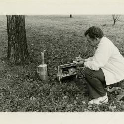 Steve Messenger recording moisture outside with nuclear probe