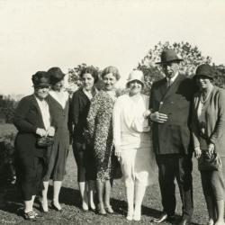 Joy Morton September 27, 1930 photo album: Joy Morton standing with group of women