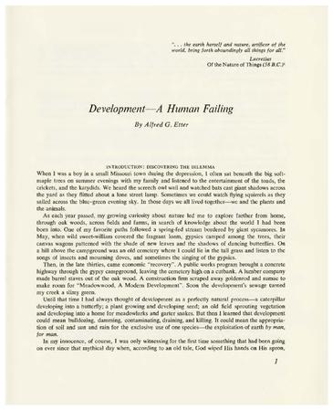 Development – A Human Failing