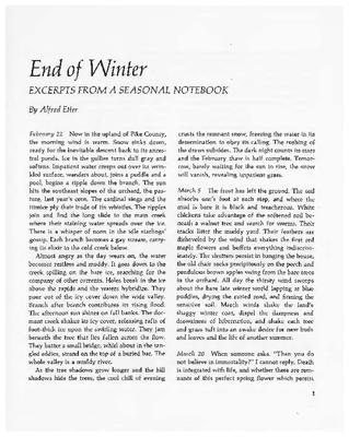 End of Winter: Excerpts from a Seasonal Notebook